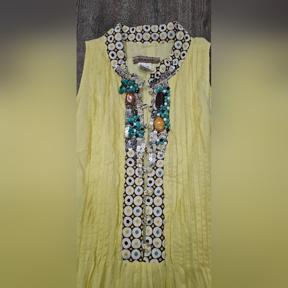 Gracia Yellow and Gray Embroidered Mini Dress - Picture 2 of 4